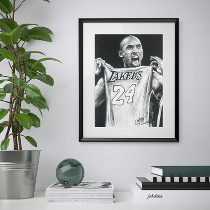 Charcoal Drawing: "Kobe Bryant Pulling Shirt"