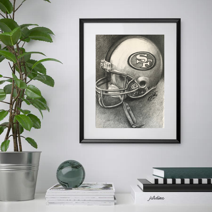 Charcoal Drawing: "San Francisco 49ers Helmet"