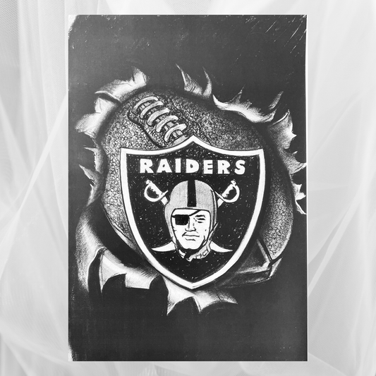 Charcoal Drawing: "Raiders Logo | Exploding Football"