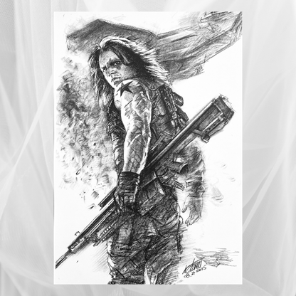 Charcoal Drawing: "Marvel: Bucky Barnes"