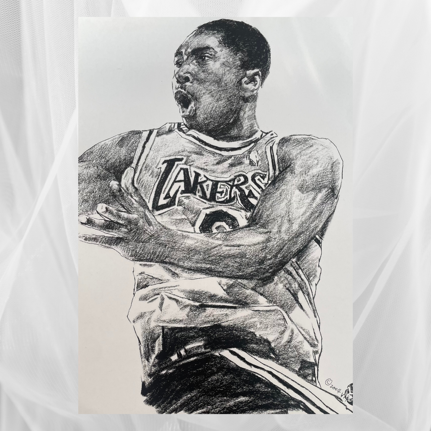 Charcoal Drawing: "Kobe Bryant Mid-Game"