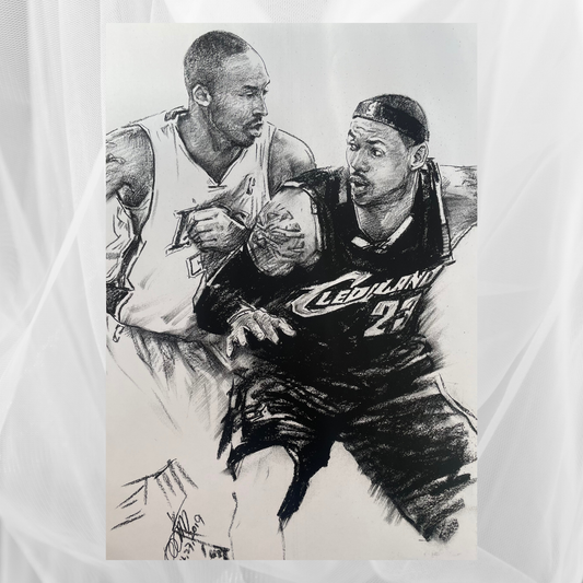 Charcoal Drawing: "Kobe Bryant vs. Lebron James"