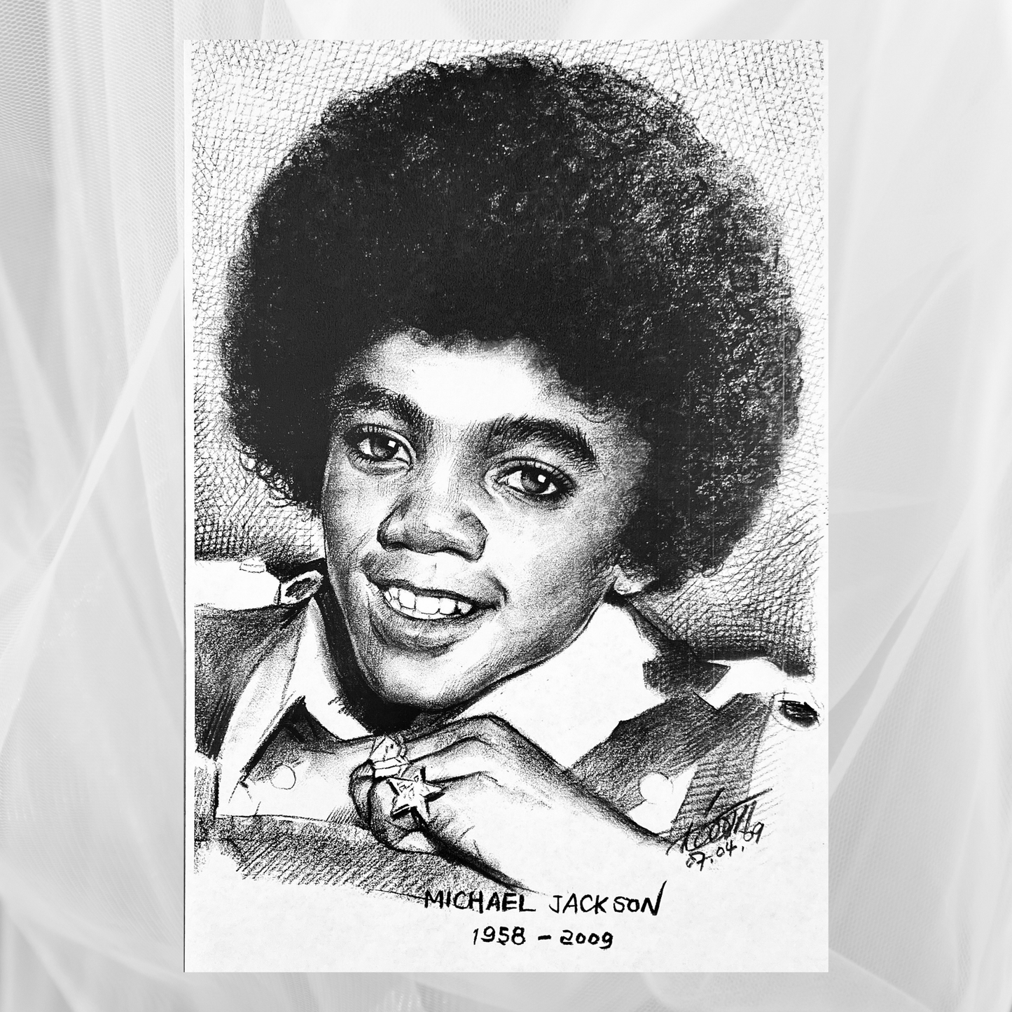 Charcoal Drawing: "Michael Jackson | Afro"