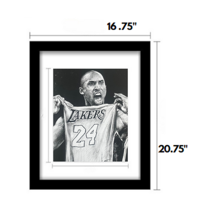 Charcoal Drawing: "Kobe Bryant Pulling Shirt"