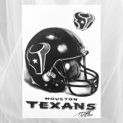 Charcoal Drawing: "Houston Texans Helmet"