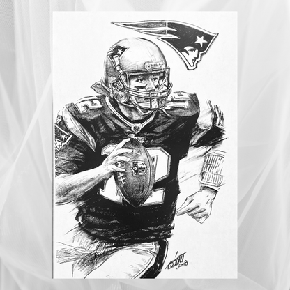 Charcoal Drawing: "Tom Brady | Playing"