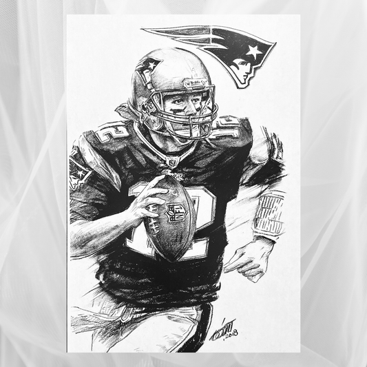 Charcoal Drawing: "Tom Brady | Playing"