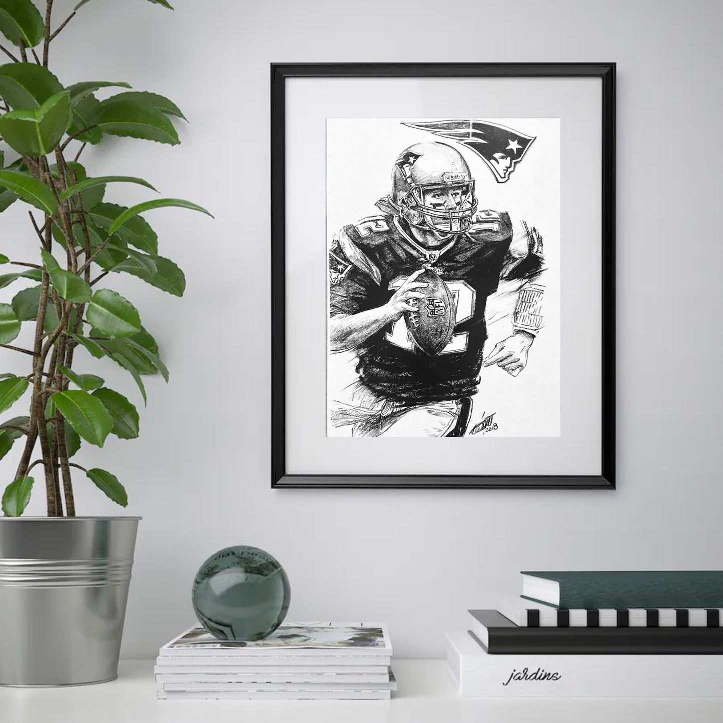 Charcoal Drawing: "Tom Brady | Playing"