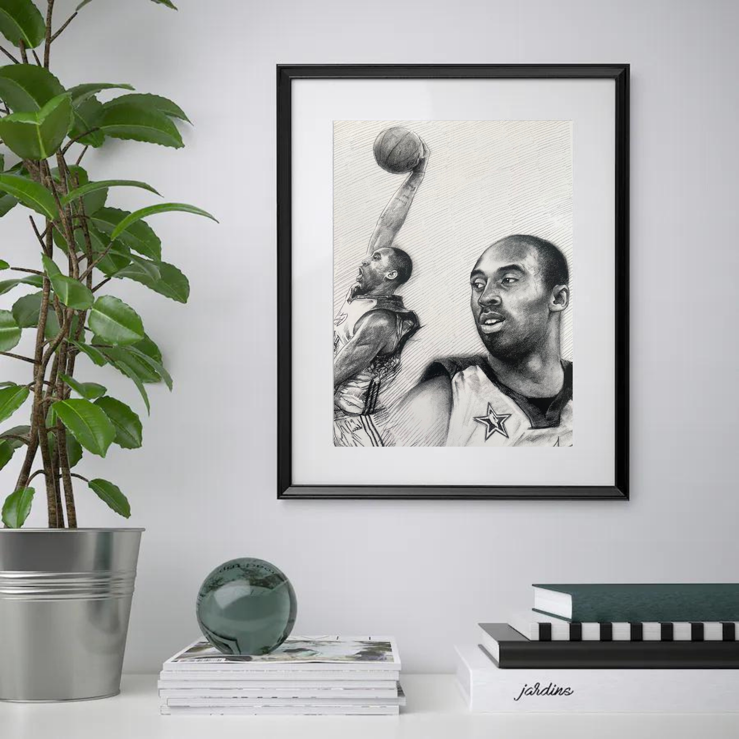 Charcoal Drawing: "Kobe Bryant Dunking"