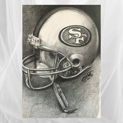 Charcoal Drawing: "San Francisco 49ers Helmet"